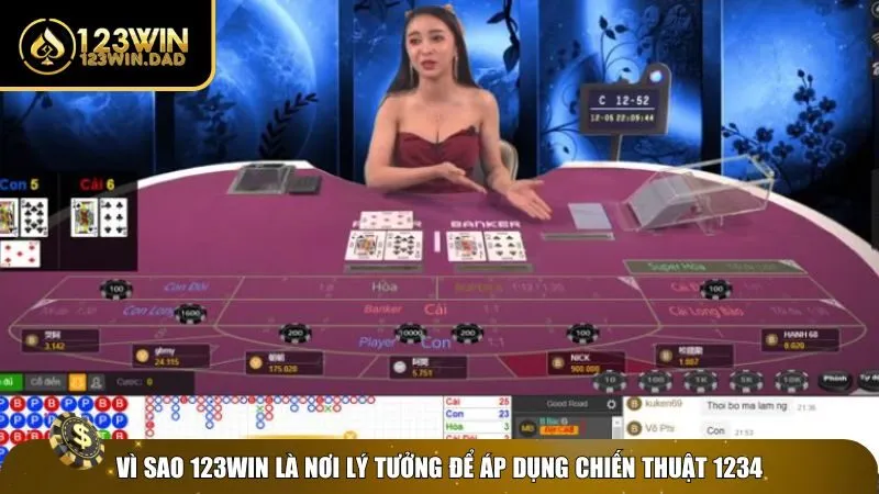 Trải nghiệm chiến thuật 1234 trong Baccarat tại 123win